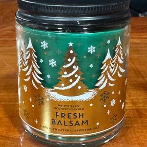 White Barn Green and Gold Holiday Candle